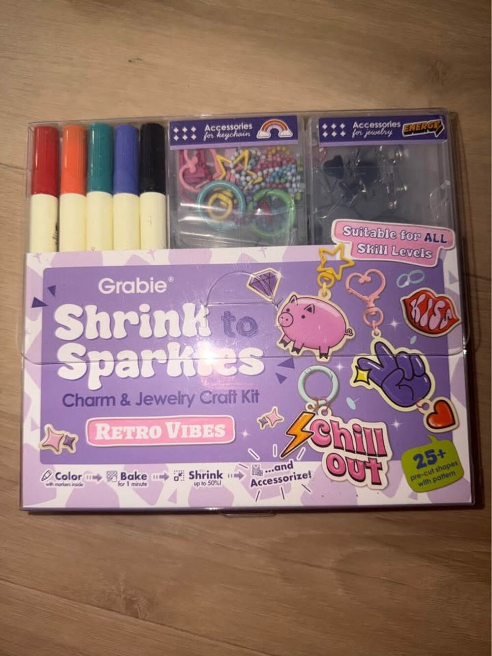 Grabie Shrink to Sparkles Retro Vibes Charm Jewelry Craft Kit